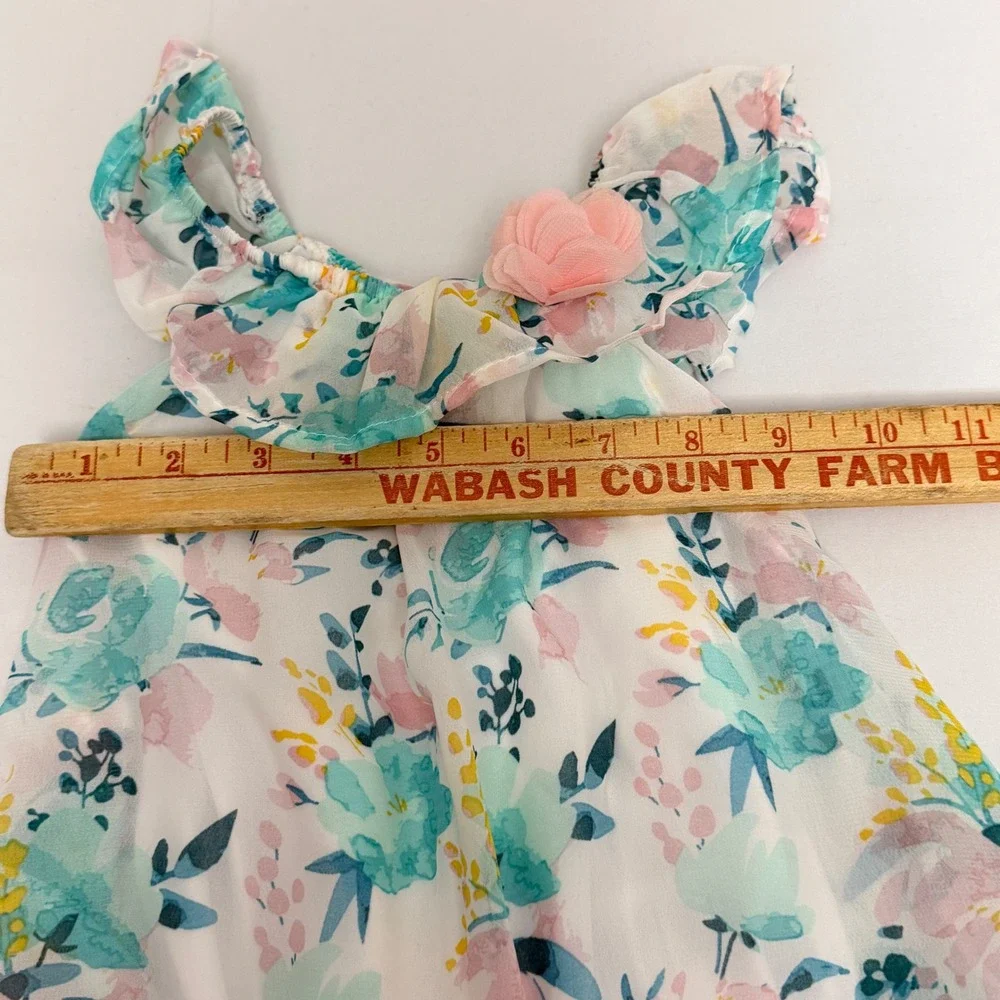 Carters & Emprio Baby Girl Floral Romper and Top Set 6 6-9 Months Pink Teal Boho